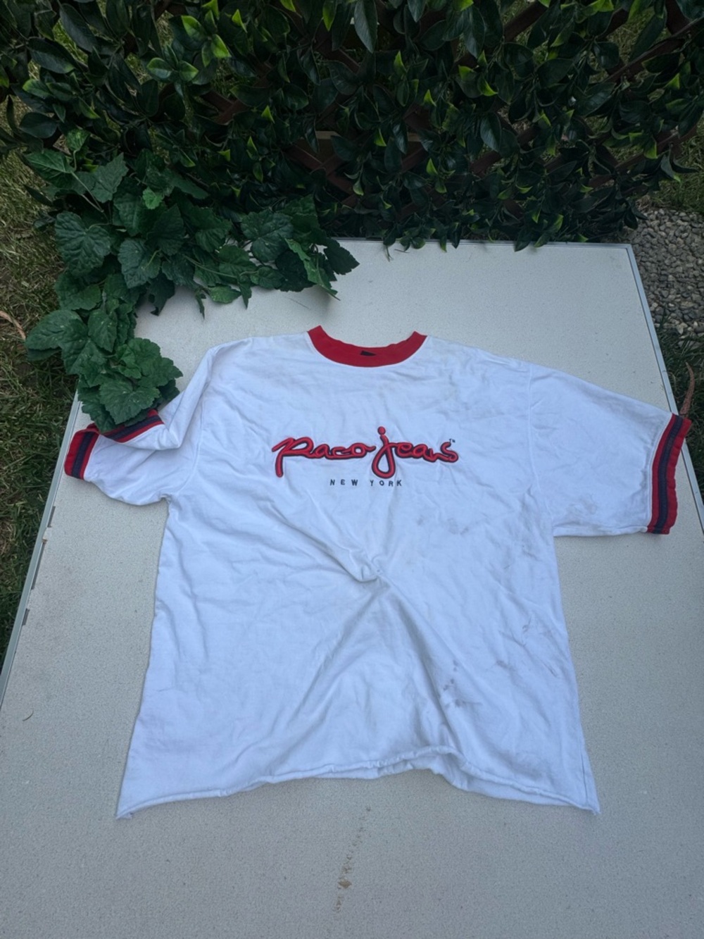 New York White & Red Logo Ringer Tee